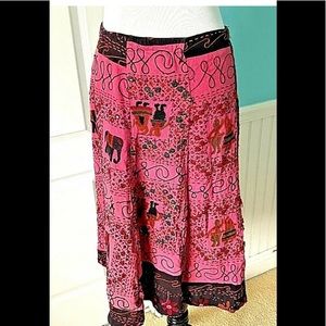 Womens Sz Medium Maxi Skirt India Embroidered Red